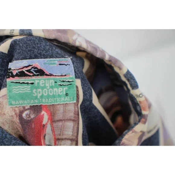 Vintage Reyn spooner Mens XL car print hawaiian shirt Ferrari lamborghini jaguar - Picture 8 of 10